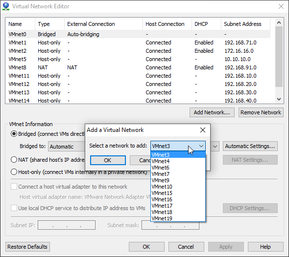 Τύποι και ρυθμίσεις δικτύου στο VMware Workstation