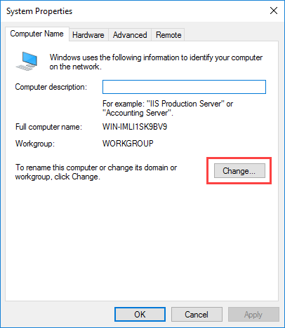 Αλλαγή ονόματος υπολογιστή στον Windows Server 2016