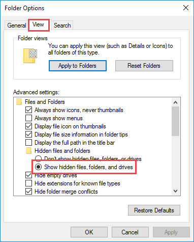 Εμφάνιση κρυφών αρχείων και φακέλων στον Windows Server 2016