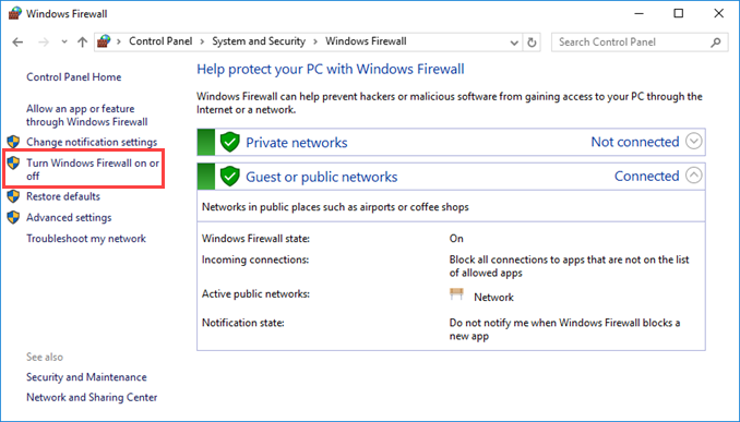 Απενεργοποίηση Firewall στον Windows Server 2016