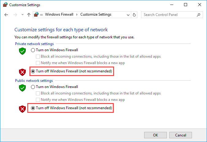 Απενεργοποίηση Firewall στον Windows Server 2016