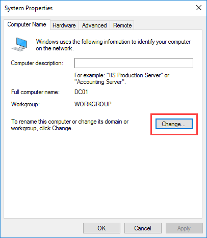 Domain join έναν Windows Server 2016 στο Active Directory