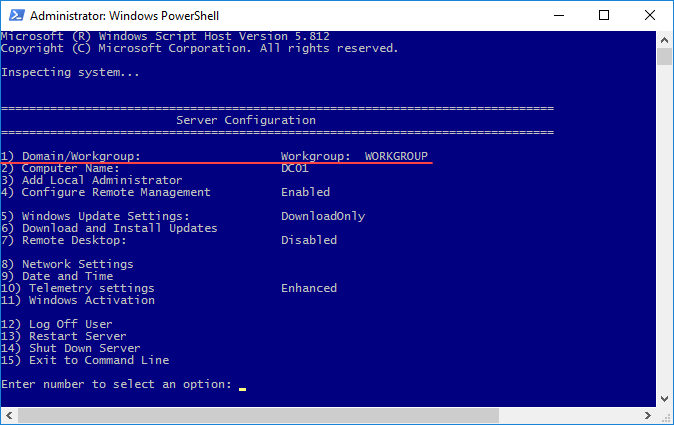 Domain join έναν Windows Server 2016 στο Active Directory