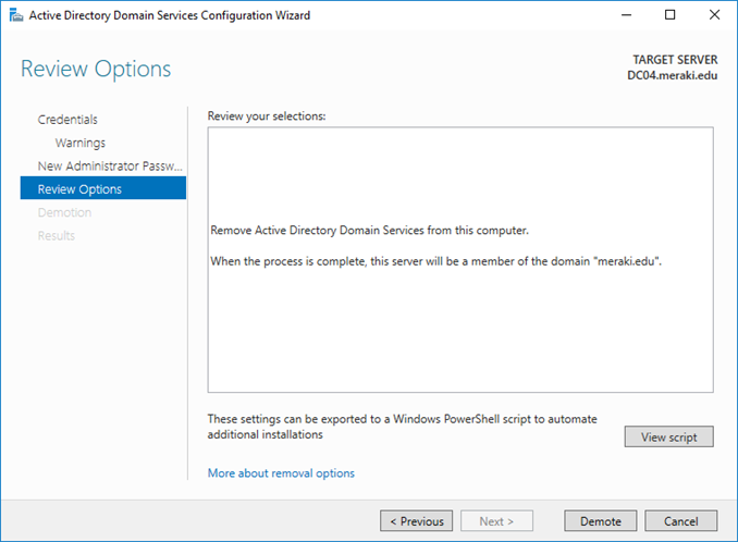 Αφαίρεση (demote) Domain Controller από το Active Directory