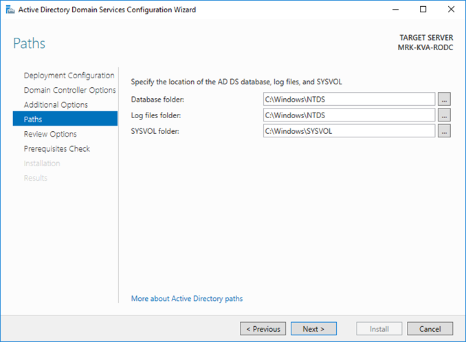 Εγκατάσταση Staged RODC στον Windows Server 2016