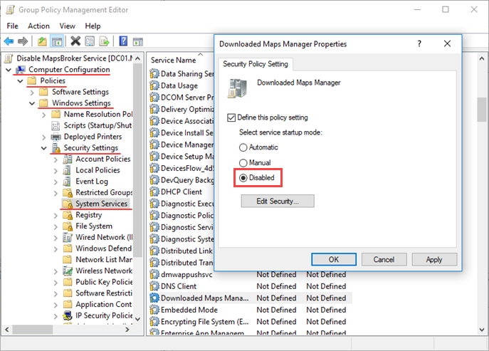 Απενεργοποίηση του MapsBroker service στον Windows Server 2016
