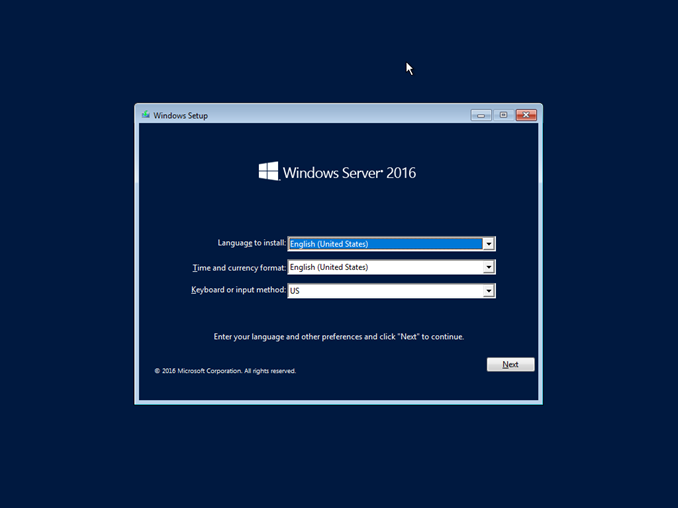 Εγκατάσταση Windows Server 2016 (GUI) Desktop Experience