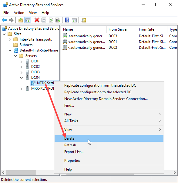 Εξαναγκαστική αφαίρεση DC από το Active Directory