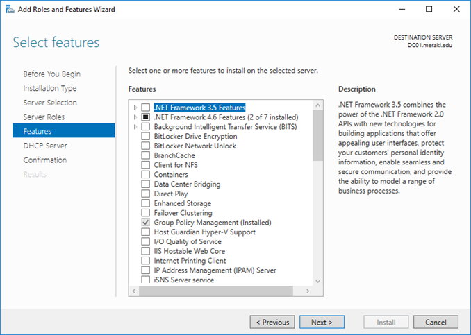 Εγκατάσταση DHCP ρόλου στον Windows Server 2016