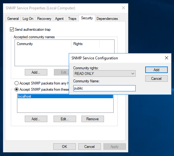 Εγκατάσταση και ρύθμιση του SNMP σε περιβάλλον Windows