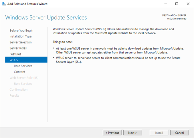 Εγκατάσταση WSUS στον Windows Server 2016